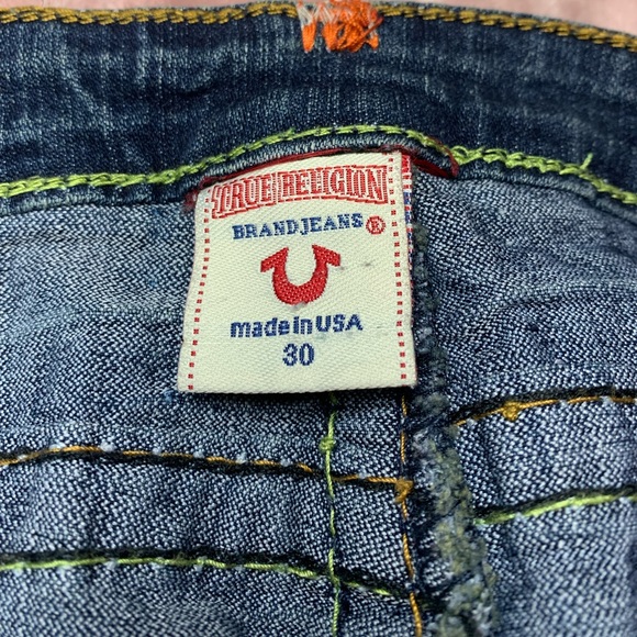 Colourful stitched true religion jeans😍 size 30. low rise flare - Picture 3 of 4